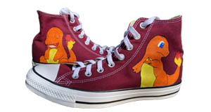 Charmander: Image of both shoes taken outside.