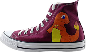 Charmander Left Outside Shoe with Charmander looking over his shoulder.